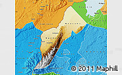Physical Map of Bundibugyo, political shades outside