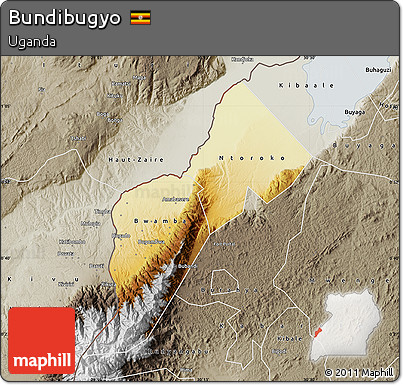 Physical Map of Bundibugyo, semi-desaturated