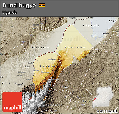 Physical Map of Bundibugyo, semi-desaturated