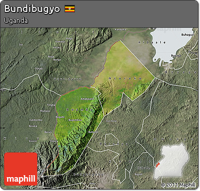 Satellite Map of Bundibugyo, semi-desaturated