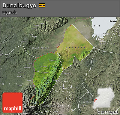 Satellite Map of Bundibugyo, semi-desaturated