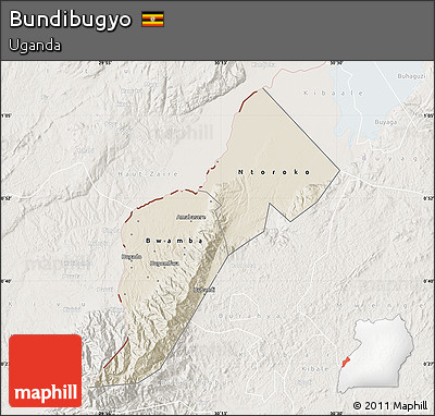 Shaded Relief Map of Bundibugyo, lighten
