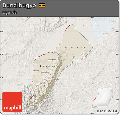 Shaded Relief Map of Bundibugyo, lighten
