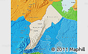 Shaded Relief Map of Bundibugyo, political shades outside
