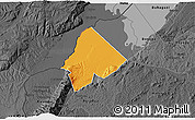 Political 3D Map of Ntoroko, darken, desaturated