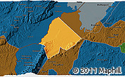 Political 3D Map of Ntoroko, darken