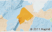 Political 3D Map of Ntoroko, lighten