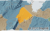 Political 3D Map of Ntoroko, semi-desaturated