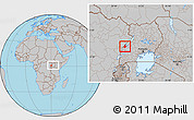 Gray Location Map of Ntoroko, within the entire country