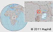 Gray Location Map of Ntoroko, hill shading