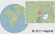 Savanna Style Location Map of Ntoroko, hill shading