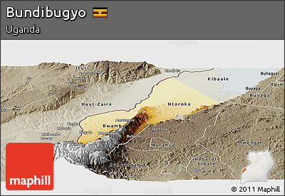 Physical Panoramic Map of Bundibugyo, semi-desaturated