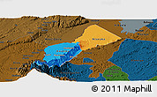 Political Panoramic Map of Bundibugyo, darken