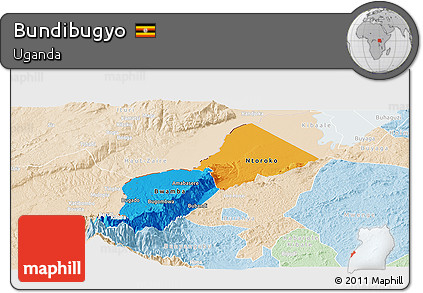 Political Panoramic Map of Bundibugyo, lighten