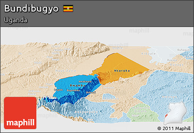 Political Panoramic Map of Bundibugyo, lighten
