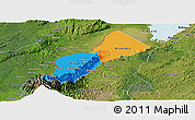 Political Panoramic Map of Bundibugyo, satellite outside