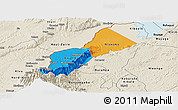 Political Panoramic Map of Bundibugyo, shaded relief outside