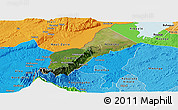 Satellite Panoramic Map of Bundibugyo, political shades outside