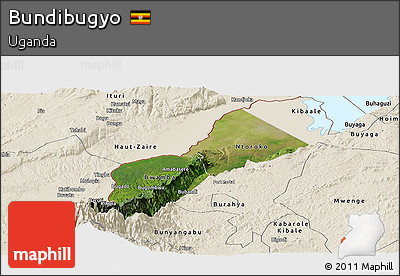 Satellite Panoramic Map of Bundibugyo, shaded relief outside