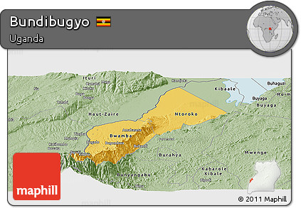 Savanna Style Panoramic Map of Bundibugyo
