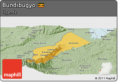 Savanna Style Panoramic Map of Bundibugyo