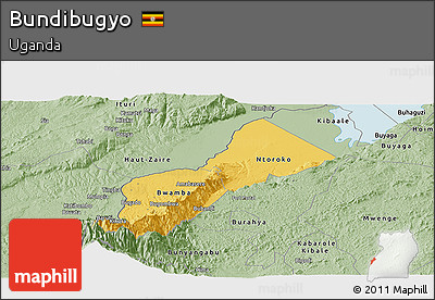 Savanna Style Panoramic Map of Bundibugyo