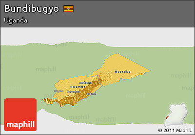 Savanna Style Panoramic Map of Bundibugyo, single color outside