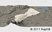 Shaded Relief Panoramic Map of Bundibugyo, darken