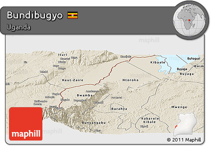 Shaded Relief Panoramic Map of Bundibugyo