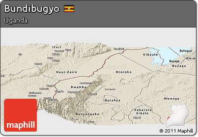 Shaded Relief Panoramic Map of Bundibugyo