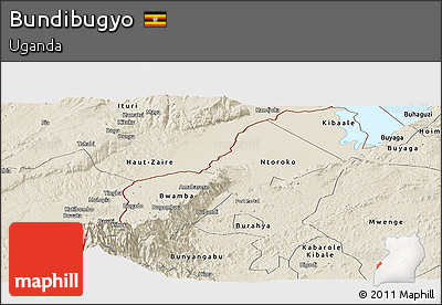 Shaded Relief Panoramic Map of Bundibugyo