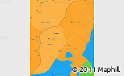 Political Shades Simple Map of Bundibugyo, political outside