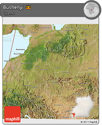 Satellite 3D Map of Bushenyi