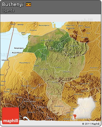 Satellite 3D Map of Bushenyi, physical outside