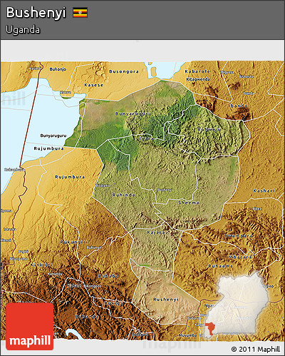 Satellite 3D Map of Bushenyi, physical outside