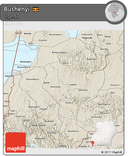 Shaded Relief 3D Map of Bushenyi