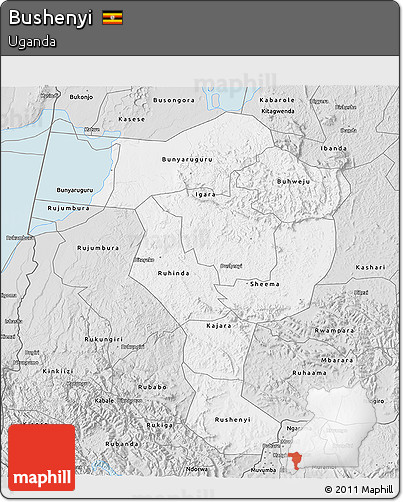 Silver Style 3D Map of Bushenyi