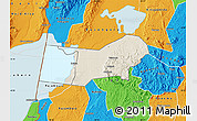Shaded Relief Map of Bunyaruguru, political outside