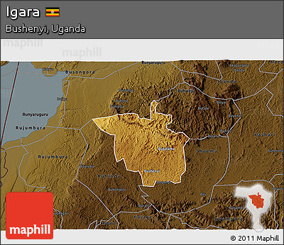 Physical 3D Map of Igara, darken