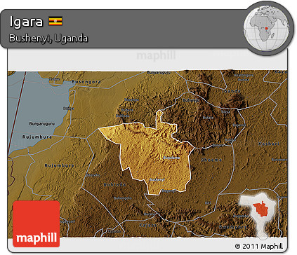 Physical 3D Map of Igara, darken