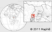 Blank Location Map of Bushenyi, within the entire country