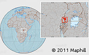 Gray Location Map of Bushenyi, hill shading