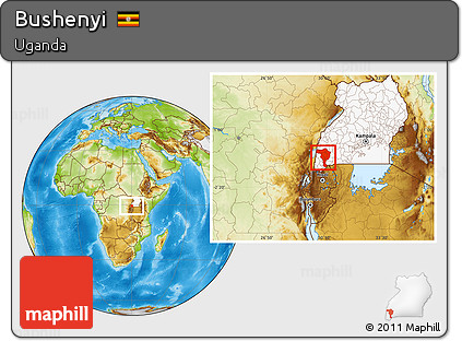 Physical Location Map of Bushenyi, highlighted country