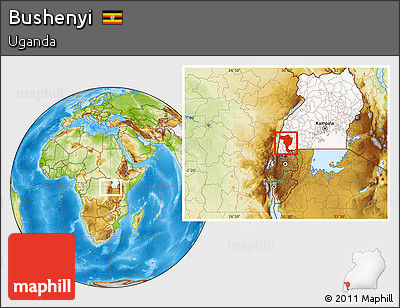 Physical Location Map of Bushenyi, highlighted country