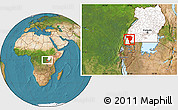 Satellite Location Map of Bushenyi, highlighted country