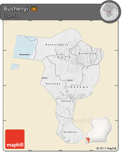 Classic Style Map of Bushenyi, single color outside