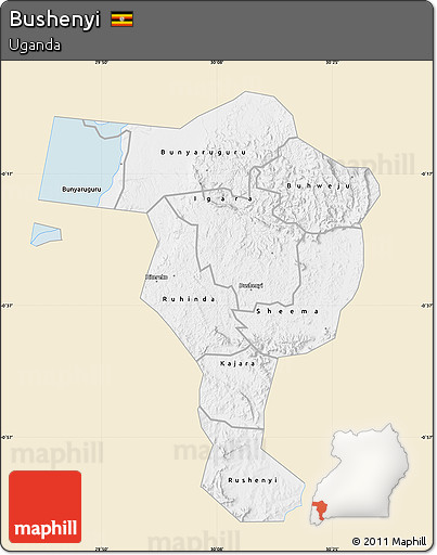 Classic Style Map of Bushenyi, single color outside