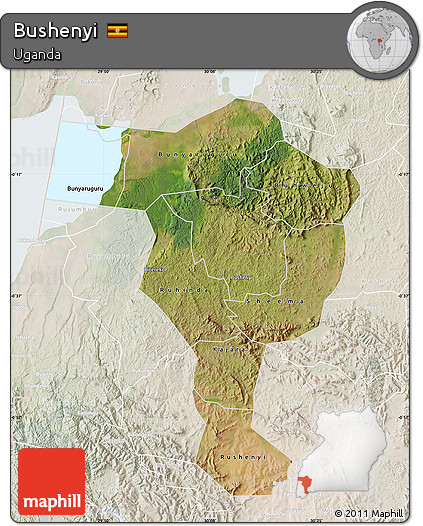 Satellite Map of Bushenyi, lighten