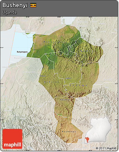 Satellite Map of Bushenyi, lighten