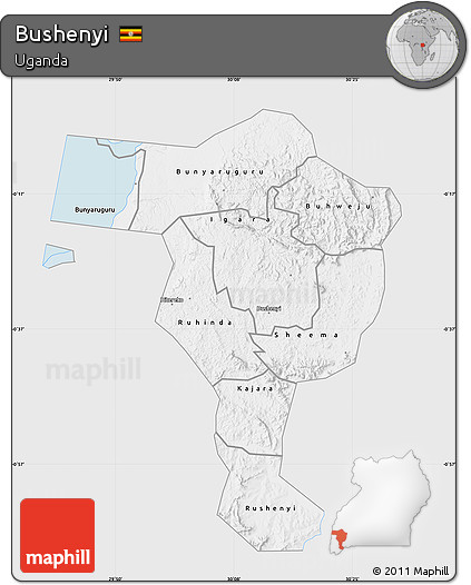 Silver Style Map of Bushenyi, single color outside